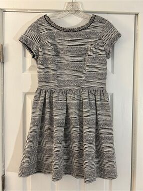 Black & White Knit Fit-and-Flare Midi Dress